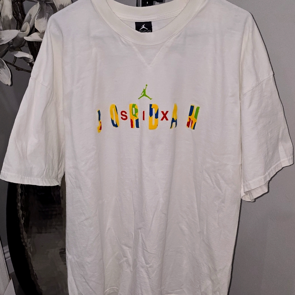 RARE AIR JORDAN SIX Vintage Y2K T-Shirt Art Print Yellow Deco Letters